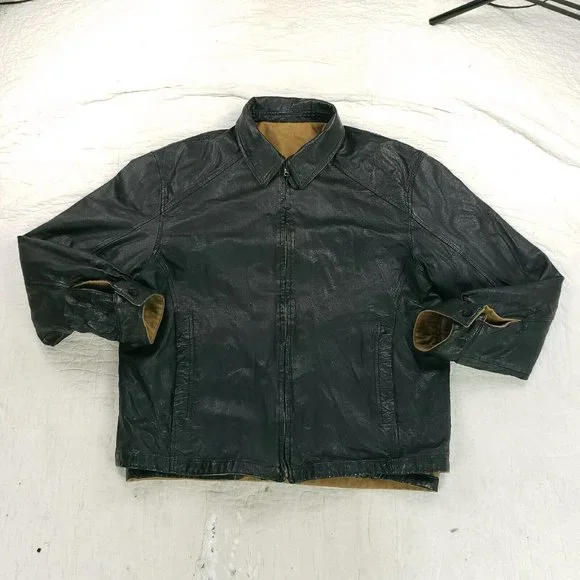 Missani Le Collezioni Reversible Leather Jacket Cashmere Wool Blend Mens 2XL
